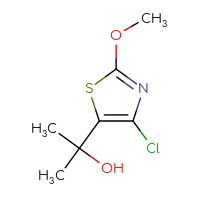 Chemical structure of 2-(4-chloro-2-methoxy-1,3-thiazol-5-yl)propan-2-ol - CSSB00137589385