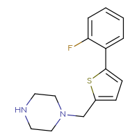 Chemical structure of 1-{[5-(2-fluorophenyl)thiophen-2-yl]methyl}piperazine - CSSB00000736732
