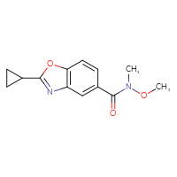 Chemical structure of 2-cyclopropyl-N-methoxy-N-methyl-1,3-benzoxazole-5-carboxamide - CSSB21151591455