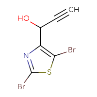 Chemical structure of 1-(2,5-dibromo-1,3-thiazol-4-yl)prop-2-yn-1-ol - CSSB21246421079