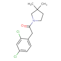 Chemical structure of 2-(2,4-dichlorophenyl)-1-(3,3-dimethylpyrrolidin-1-yl)ethan-1-one - CSSB02007076540