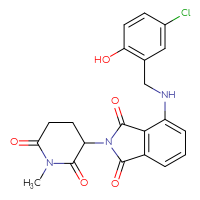 Chemical structure of 4-{[(5-chloro-2-hydroxyphenyl)methyl]amino}-2-(1-methyl-2,6-dioxopiperidin-3-yl)-2,3-dihydro-1H-isoindole-1,3-dione - CSSB06559337589