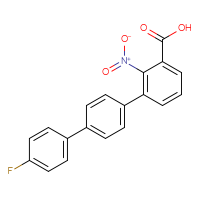 Chemical structure of 3-{4'-fluoro-[1,1'-biphenyl]-4-yl}-2-nitrobenzoic acid - CSSB21531607935