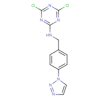 Chemical structure of 4,6-dichloro-N-{[4-(1H-1,2,3-triazol-1-yl)phenyl]methyl}-1,3,5-triazin-2-amine - CSSB21332061845