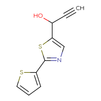 Chemical structure of 1-[2-(thiophen-2-yl)-1,3-thiazol-5-yl]prop-2-yn-1-ol - CSSB21246411000
