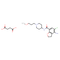 Chemical structure of 4-amino-5-chloro-N-[1-(3-methoxypropyl)piperidin-4-yl]-2,3-dihydro-1-benzofuran-7-carboxamide; butanedioic acid - CSSB00020641865