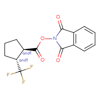 Chemical structure of rac-1,3-dioxo-2,3-dihydro-1H-isoindol-2-yl (1R,2R)-2-(trifluoromethyl)cyclopentane-1-carboxylate - CSSB02125422819