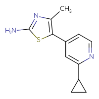 Chemical structure of 5-(2-cyclopropylpyridin-4-yl)-4-methyl-1,3-thiazol-2-amine - CSSB00010730621