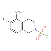 Chemical structure of 6-bromo-5-methyl-1,2,3,4-tetrahydroisoquinoline-2-sulfonyl chloride - CSSB14975658758