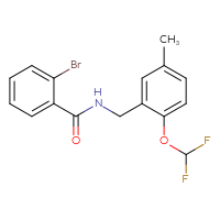 Chemical structure of 2-bromo-N-{[2-(difluoromethoxy)-5-methylphenyl]methyl}benzamide - CSSB02123232240