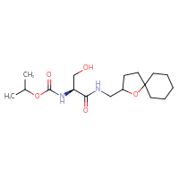 Chemical structure of propan-2-yl N-[(1S)-2-hydroxy-1-[({1-oxaspiro[4.5]decan-2-yl}methyl)carbamoyl]ethyl]carbamate - CSSB21432459674
