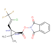 Chemical structure of rac-1,3-dioxo-2,3-dihydro-1H-isoindol-2-yl (1R,3R)-3-[(1Z)-2-chloro-3,3,3-trifluoroprop-1-en-1-yl]-2,2-dimethylcyclopropane-1-carboxylate - CSSB17484204983