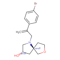 Chemical structure of rac-(3R,5S)-1-[2-(4-bromophenyl)prop-2-en-1-yl]-7-oxa-1-azaspiro[4.4]nonan-3-ol - CSSS14889266094