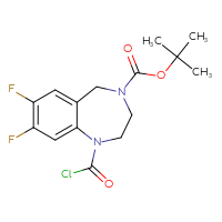 Chemical structure of tert-butyl 1-(carbonochloridoyl)-7,8-difluoro-2,3,4,5-tetrahydro-1H-1,4-benzodiazepine-4-carboxylate - CSSB14998404579