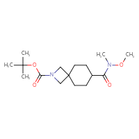 Chemical structure of tert-butyl 7-[methoxy(methyl)carbamoyl]-2-azaspiro[3.5]nonane-2-carboxylate - CSSB06259813736