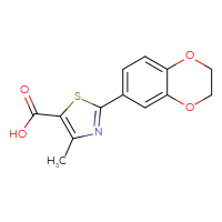 Chemical structure of 2-(2,3-dihydro-1,4-benzodioxin-6-yl)-4-methyl-1,3-thiazole-5-carboxylic acid - CSSB00000767358