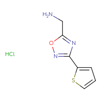 Chemical structure of 1-[3-(thiophen-2-yl)-1,2,4-oxadiazol-5-yl]methanamine hydrochloride - CSSB00025739864