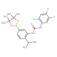 Chemical structure of 3-[2-(propan-2-yl)-5-(4,4,5,5-tetramethyl-1,3,2-dioxaborolan-2-yl)phenyl]-1-(2,4,5-trichlorophenyl)urea - CSSB21332151731