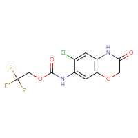 Chemical structure of 2,2,2-trifluoroethyl N-(6-chloro-3-oxo-3,4-dihydro-2H-1,4-benzoxazin-7-yl)carbamate - CSSB00000746055