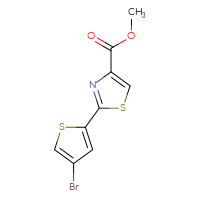 Chemical structure of methyl 2-(4-bromothiophen-2-yl)-1,3-thiazole-4-carboxylate - CSSB00011435847