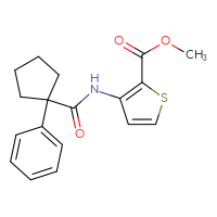 Chemical structure of methyl 3-(1-phenylcyclopentaneamido)thiophene-2-carboxylate - CSSB00025735259