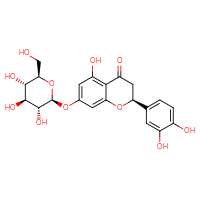 Chemical structure of (2S)-2-(3,4-dihydroxyphenyl)-5-hydroxy-7-{[(2S,3R,4S,5S,6R)-3,4,5-trihydroxy-6-(hydroxymethyl)oxan-2-yl]oxy}-3,4-dihydro-2H-1-benzopyran-4-one - CSSB00132312434