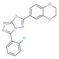 Chemical structure of 3-(2-chlorophenyl)-6-(2,3-dihydro-1,4-benzodioxin-6-yl)-[1,2,4]triazolo[3,4-b][1,3,4]thiadiazole - CSSB00121638176