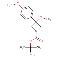 Chemical structure of tert-butyl 3-methoxy-3-(4-methoxyphenyl)azetidine-1-carboxylate - CSSB15001692282