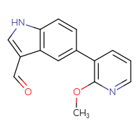 Chemical structure of 5-(2-methoxypyridin-3-yl)-1H-indole-3-carbaldehyde - CSSB06581829536