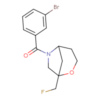 Chemical structure of 6-(3-bromobenzoyl)-1-(fluoromethyl)-2-oxa-6-azabicyclo[3.2.1]octane - CSSB14908166401