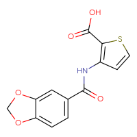 Chemical structure of 3-(2H-1,3-benzodioxole-5-amido)thiophene-2-carboxylic acid - CSSB00000744638