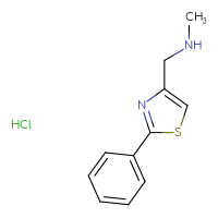 Chemical structure of methyl[(2-phenyl-1,3-thiazol-4-yl)methyl]amine hydrochloride - CSSB00000694232