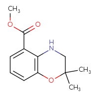 Chemical structure of methyl 2,2-dimethyl-3,4-dihydro-2H-1,4-benzoxazine-5-carboxylate - CSSB00021168042