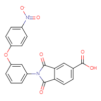 Chemical structure of 2-[3-(4-nitrophenoxy)phenyl]-1,3-dioxo-2,3-dihydro-1H-isoindole-5-carboxylic acid - CSSB00132937706