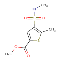 Chemical structure of methyl 5-methyl-4-(methylsulfamoyl)thiophene-2-carboxylate - CSSB02268889176