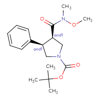 Chemical structure of rac-tert-butyl (3R,4R)-3-[methoxy(methyl)carbamoyl]-4-phenylpyrrolidine-1-carboxylate - CSSB21291563047