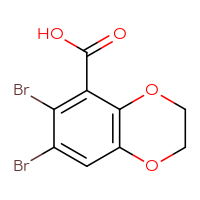 Chemical structure of 6,7-dibromo-2,3-dihydro-1,4-benzodioxine-5-carboxylic acid - CSSB00000753299