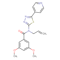 Chemical structure of 3,5-dimethoxy-N-(prop-2-en-1-yl)-N-[5-(pyridin-4-yl)-1,3,4-thiadiazol-2-yl]benzamide - CSSB00026729694