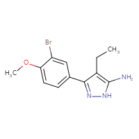Chemical structure of 3-(3-bromo-4-methoxyphenyl)-4-ethyl-1H-pyrazol-5-amine - CSSB00000817394