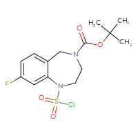 Chemical structure of tert-butyl 1-(chlorosulfonyl)-8-fluoro-2,3,4,5-tetrahydro-1H-1,4-benzodiazepine-4-carboxylate - CSSB06624855886