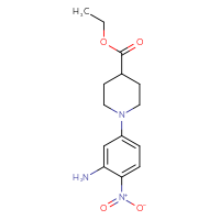Chemical structure of ethyl 1-(3-amino-4-nitrophenyl)piperidine-4-carboxylate - CSSB00025728445