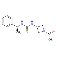 Chemical structure of 3-(1-acetylazetidin-3-yl)-1-[(1S)-1-phenylethyl]thiourea - CSSB21432484173