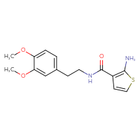 Chemical structure of 2-amino-N-[2-(3,4-dimethoxyphenyl)ethyl]thiophene-3-carboxamide - CSSB00020595019