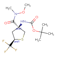 Chemical structure of rac-tert-butyl N-[(3R,5S)-3-[methoxy(methyl)carbamoyl]-5-(trifluoromethyl)thiolan-3-yl]carbamate - CSSB21291564078