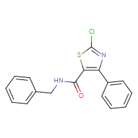 Chemical structure of N-benzyl-2-chloro-4-phenyl-1,3-thiazole-5-carboxamide - CSSB06259745755