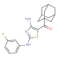 Chemical structure of 5-(adamantane-1-carbonyl)-N2-(3-fluorophenyl)-1,3-thiazole-2,4-diamine - CSSB00121662184