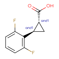 Chemical structure of rac-(1R,2R)-2-(2,6-difluorophenyl)cyclopropane-1-carboxylic acid - CSSB00025774067