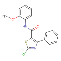 Chemical structure of 2-chloro-N-(2-methoxyphenyl)-4-phenyl-1,3-thiazole-5-carboxamide - CSSB00121633299