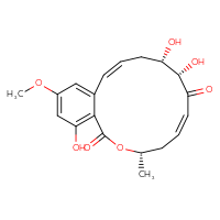 Chemical structure of (3S,5Z,8S,9S,11Z)-8,9,16-trihydroxy-14-methoxy-3-methyl-3,4,7,8,9,10-hexahydro-1H-2-benzoxacyclotetradecine-1,7-dione - CSSB00161153995