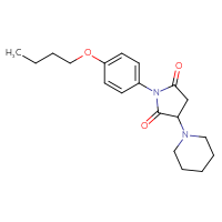 Chemical structure of 1-(4-butoxyphenyl)-3-(piperidin-1-yl)pyrrolidine-2,5-dione - CSSB00160264488